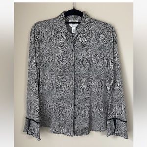 Talbots Black White 100% Silk
Liquid Charmeuse Blouse
Shirt Top Lux, S12